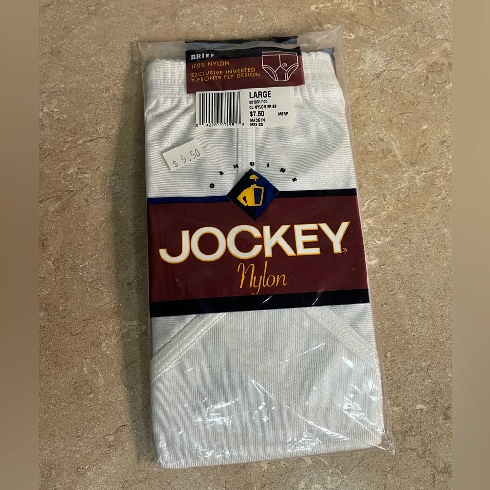 Vintage Jockey White Nylon Men’s Briefs - Large